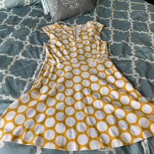 Yellow polka dot fit and flare dress